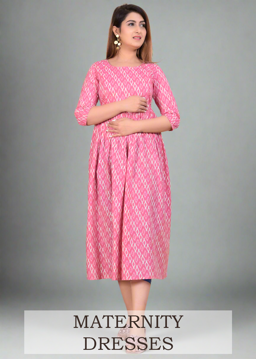 maternity cotton dresses online india Women Cotton lace Printed Nursing 3 Tier maternity Dress  Sevya