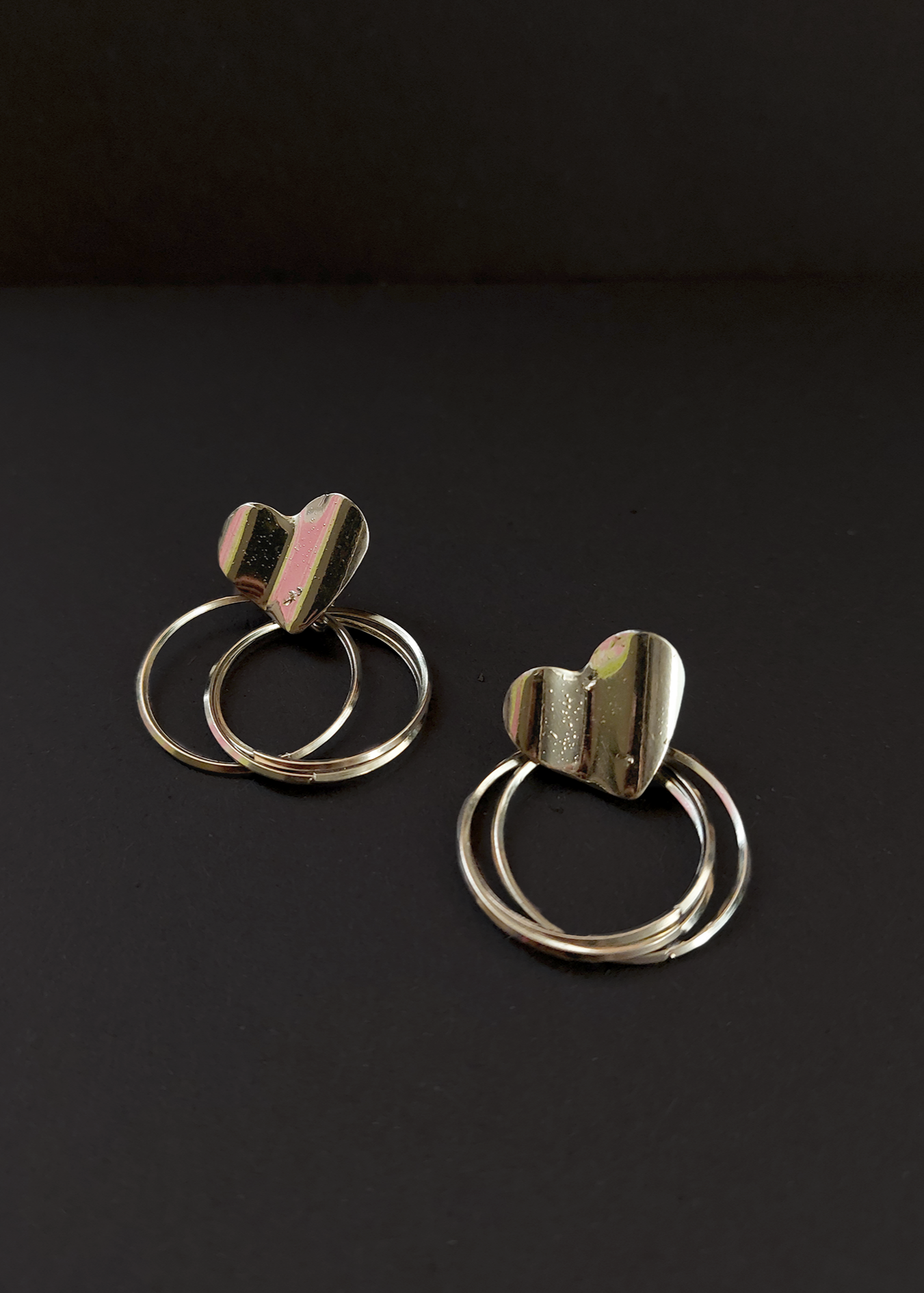 HEART HOOP POP STYLE SILVER EARRINGS