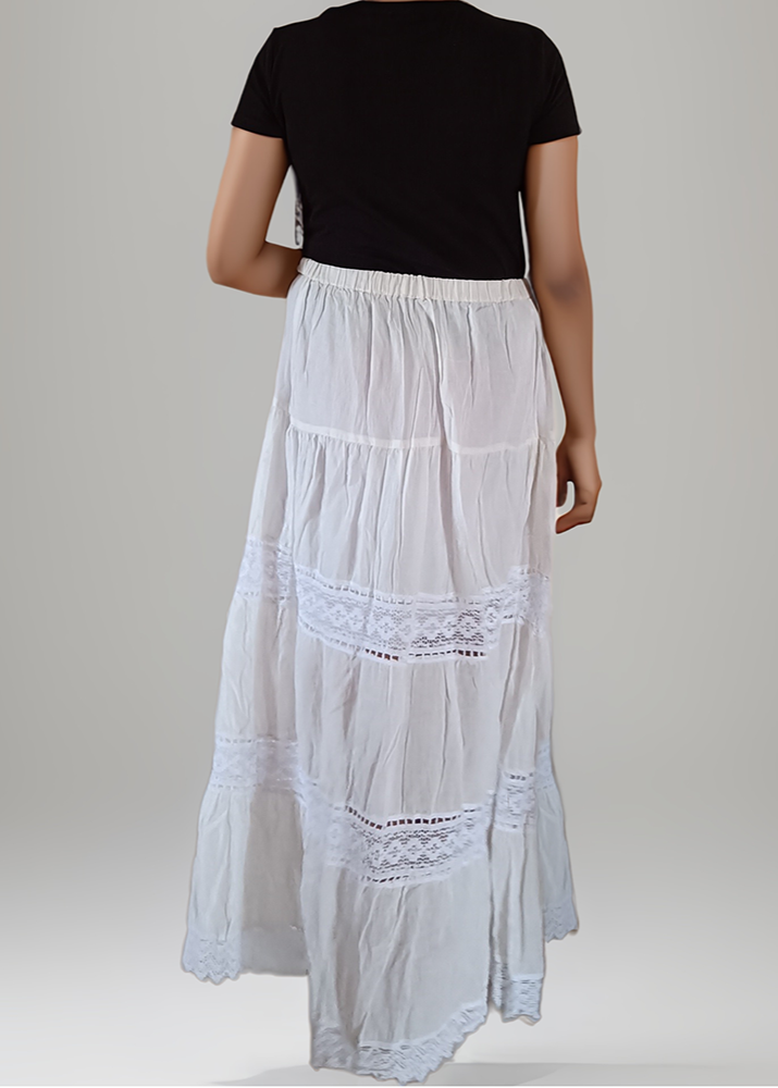 EVERYGREEN DYEABLE COTTON LACE SKIRT