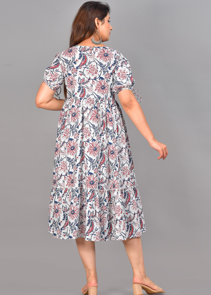 VINATGE FLORAL COTTON MAXI DRESS