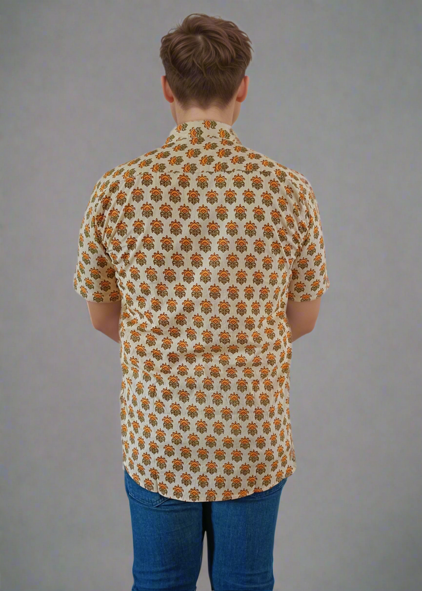 MUSTARD ELEGANCE IN MEN’S COTTON SHIRT