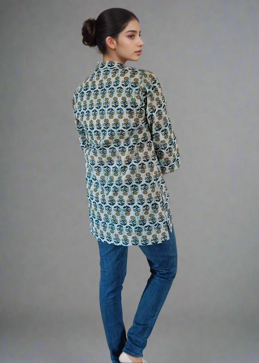 TIMELESSLY ELEGANT COTTON SHORT KURTI TUNIC TOP