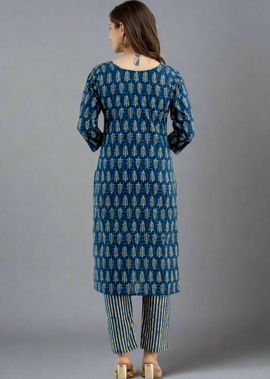 HAND BLOCK DAABU PRINT COTTON 2PIECE SUIT SET