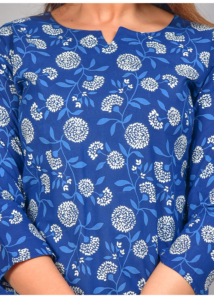 FLORAL HAND BLOCK PRINT WITH STRIPES COTTON CO-ORD SET