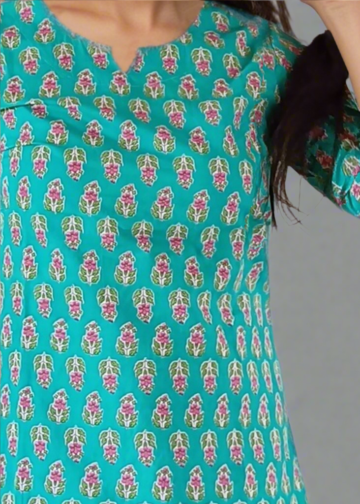 VIBRANT HUES COTTON SHORT KURTI TUNIC TOP