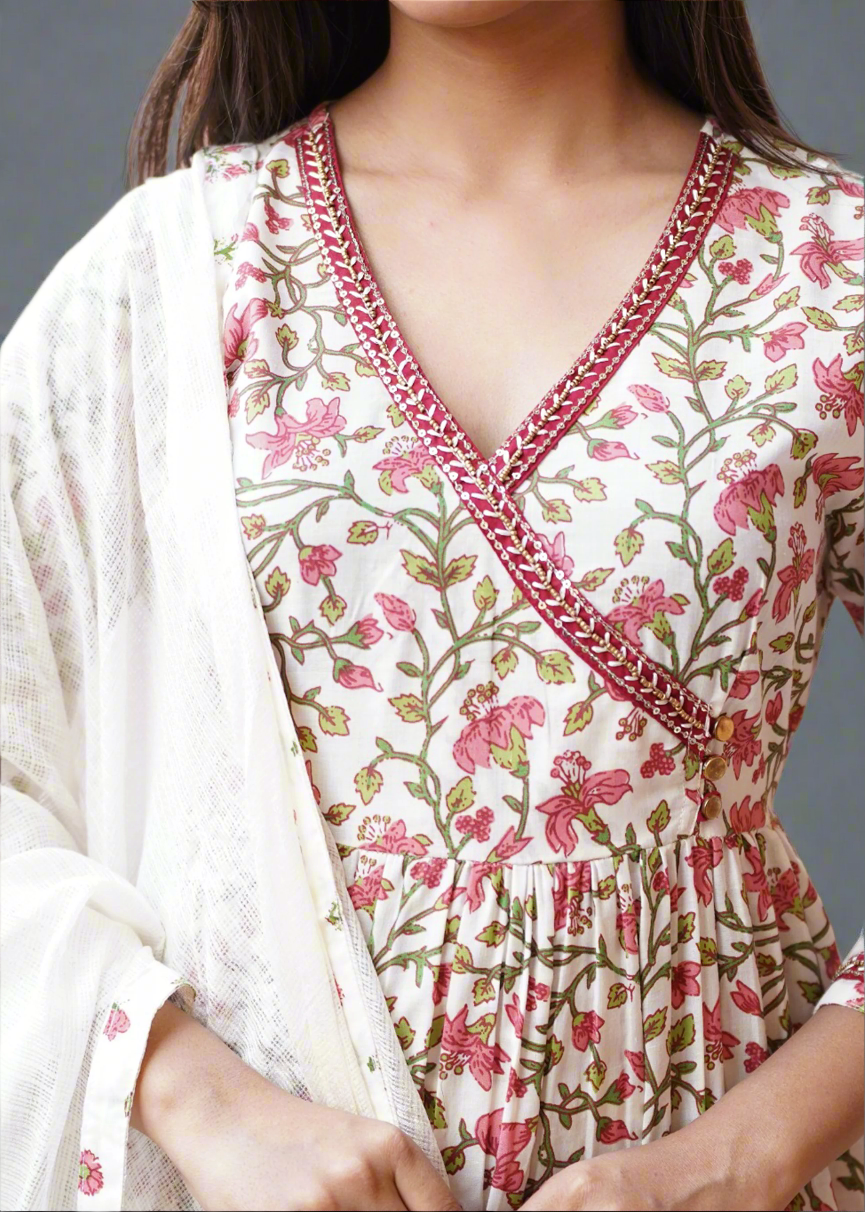 ANGRAKHA STYLE KHUBSURAT BLOCK PRINT ANARKALI SUIT SET