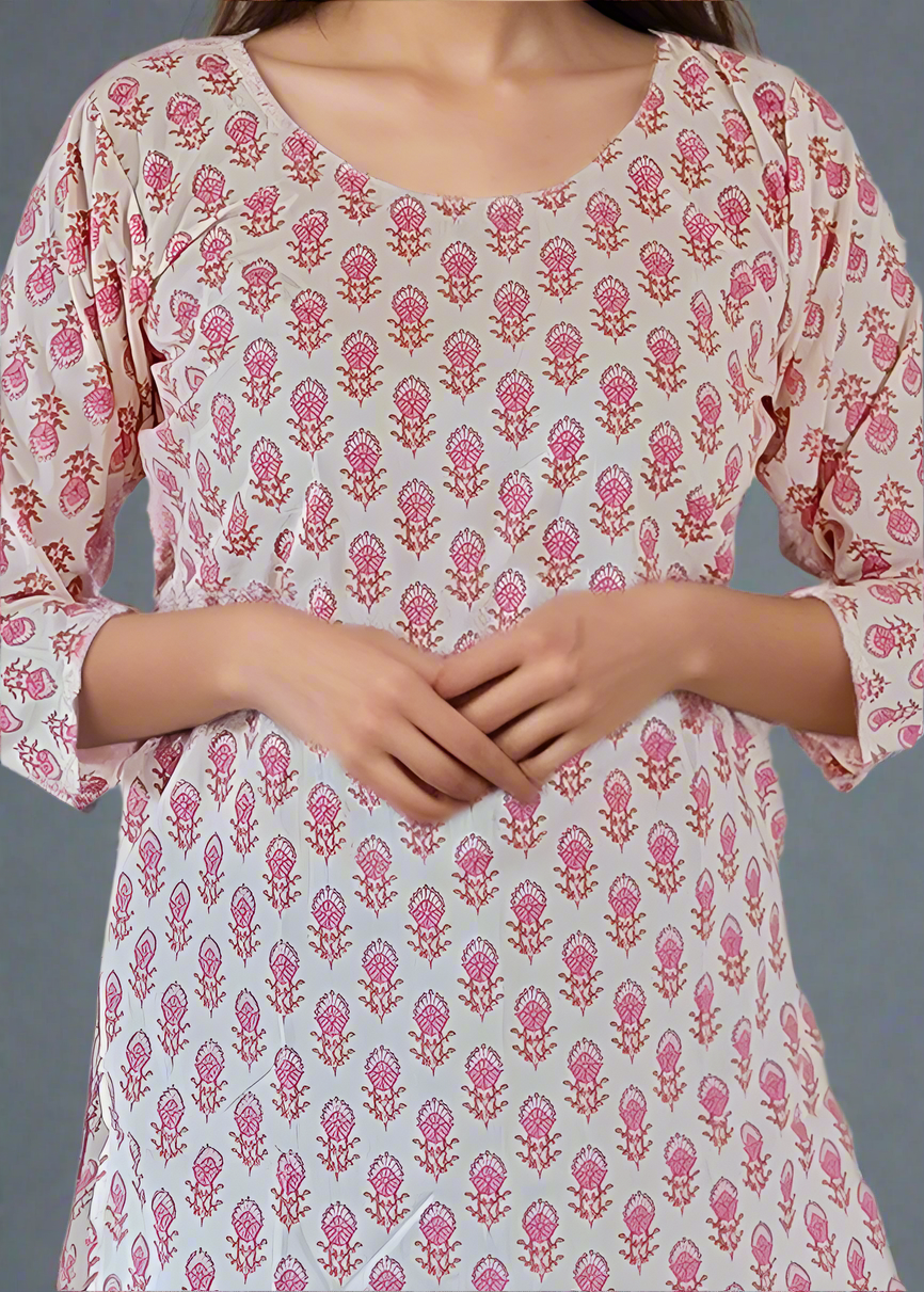 WHITE PURE COTTON TUNIC KURTI TOP