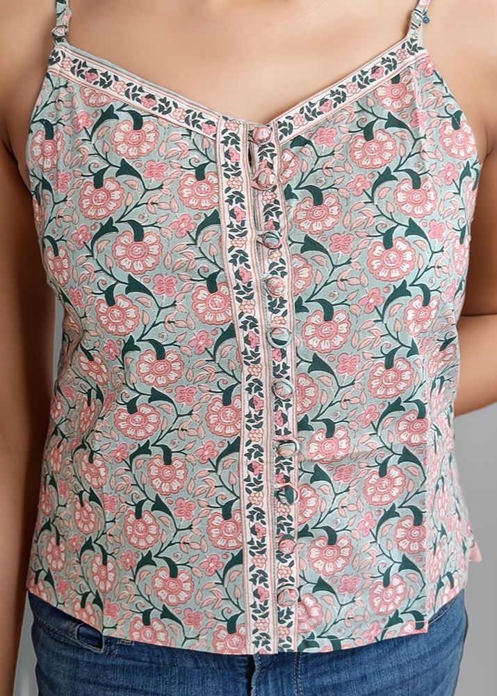 BOHO CHIC HAND BLOCK PRINT COTTON CAMISOLE