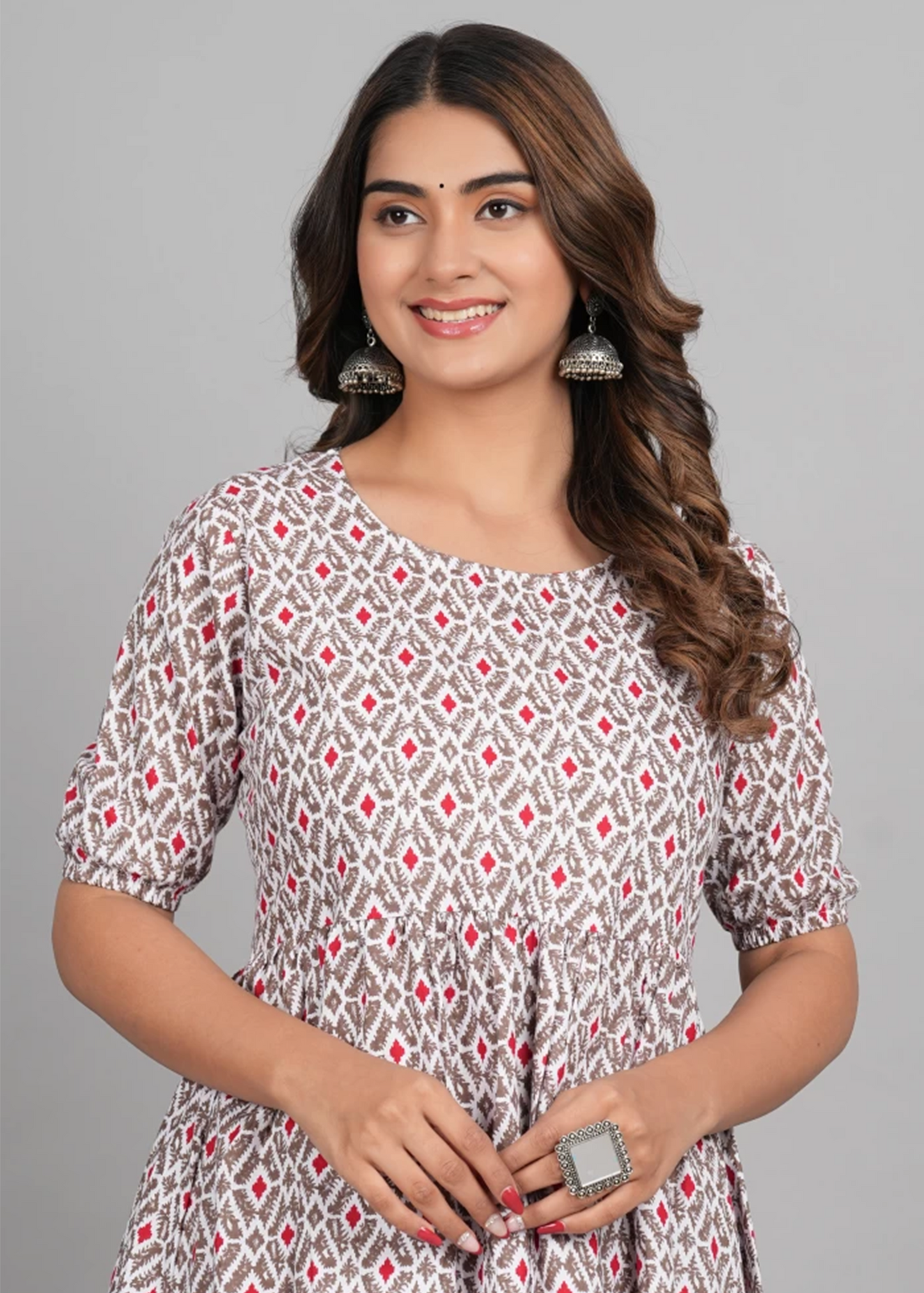 IKKAT PRINT LONG FULL-LENGTH DRESS