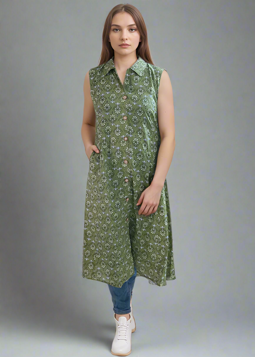 FASHION WITH FUNCTIONALITY SLEEVELESS A-LINE KURTI