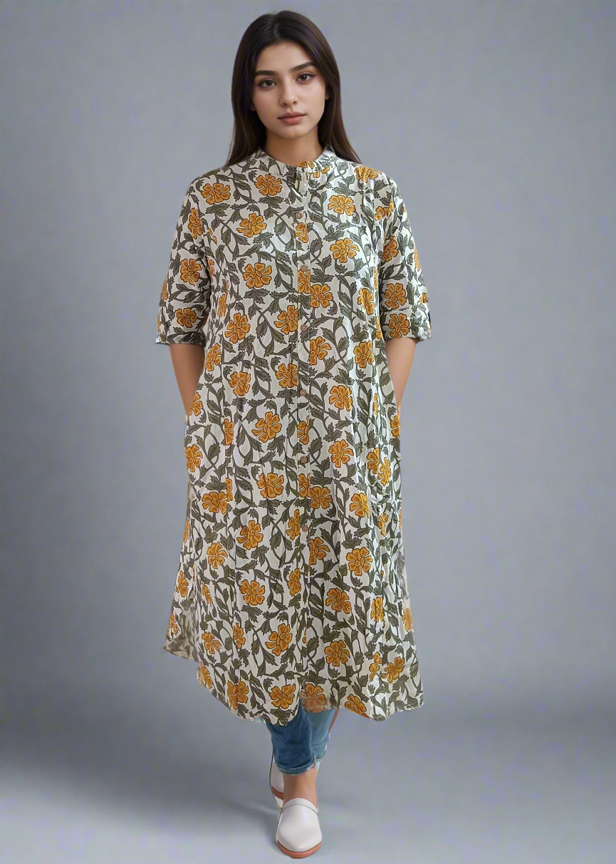 FLORAL ETHNIC ALL DAY A-LINE KURTI