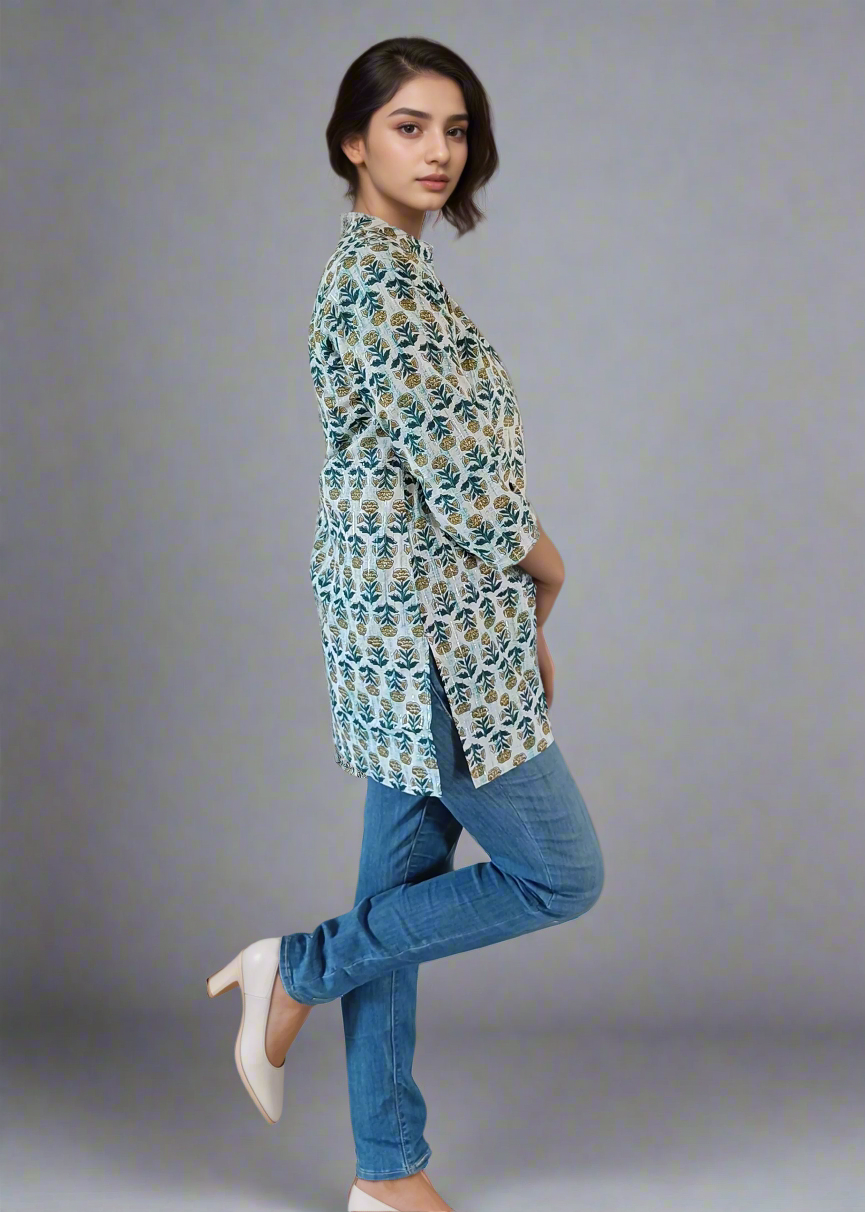 TIMELESSLY ELEGANT COTTON SHORT KURTI TUNIC TOP