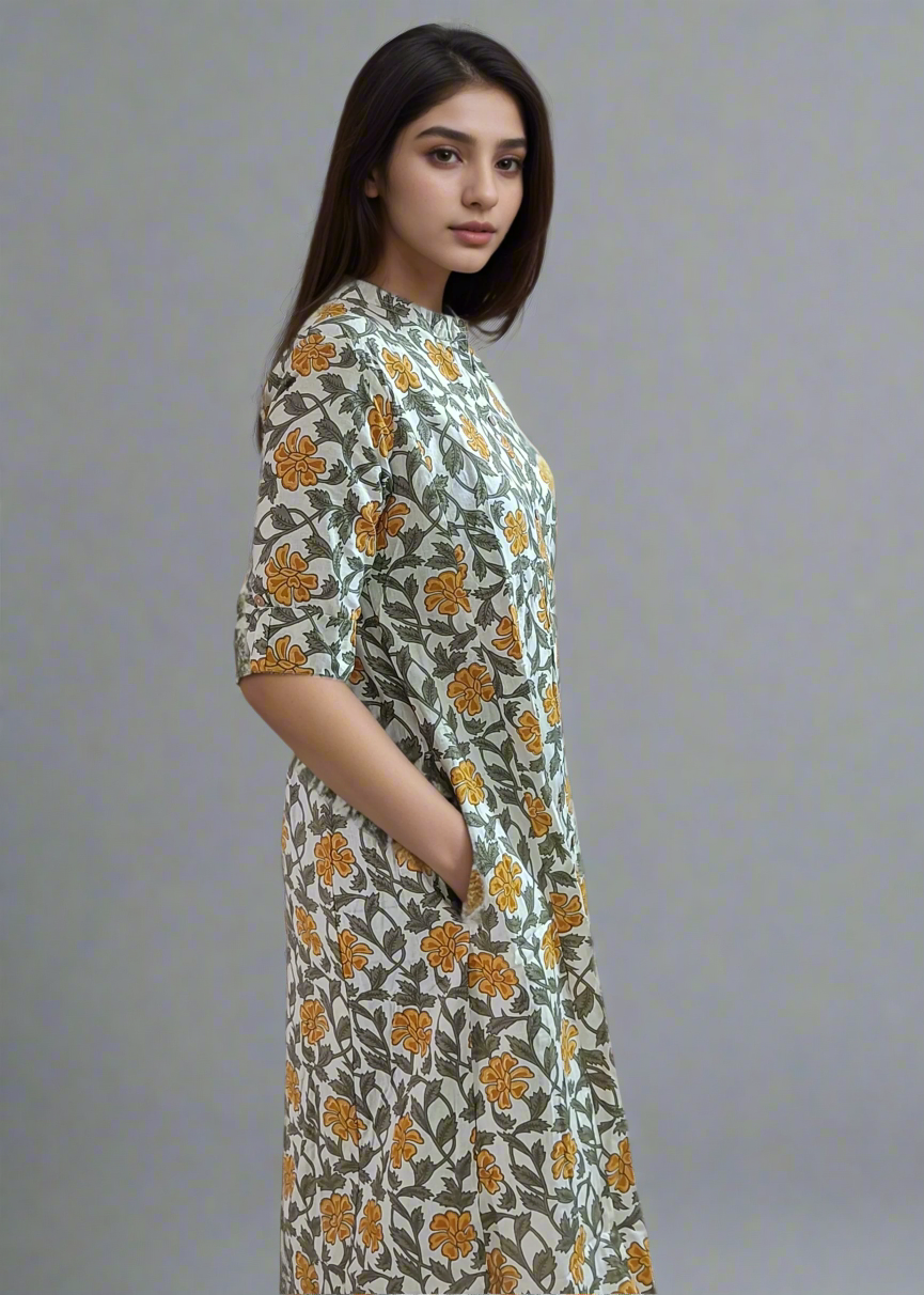 FLORAL ETHNIC ALL DAY A-LINE KURTI