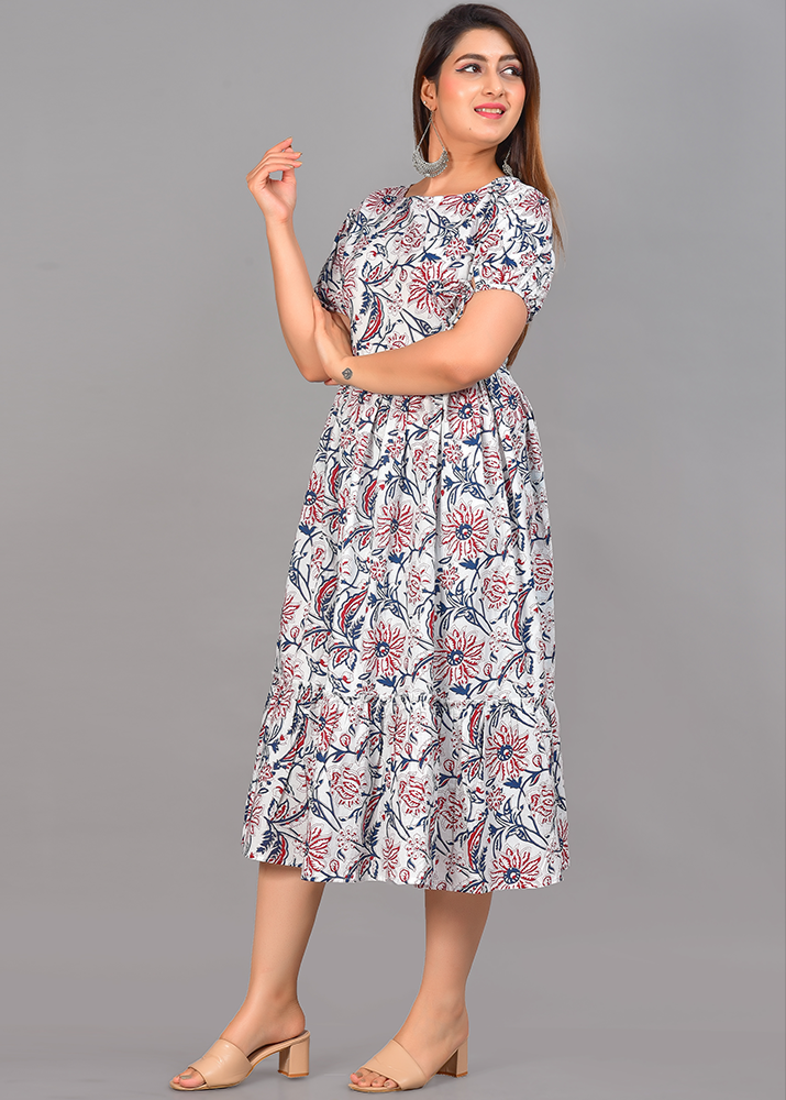 VINATGE FLORAL COTTON MAXI DRESS