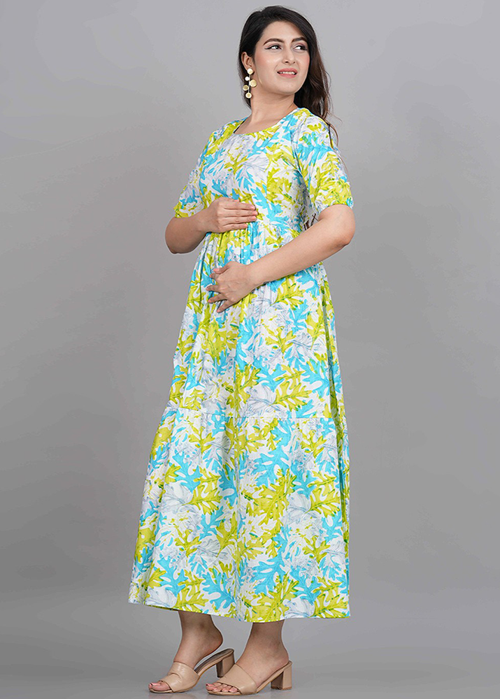 CELEBRATING MOTHERHOOD FULL LENGTH COTTON MATERNITY NURSING DRESS