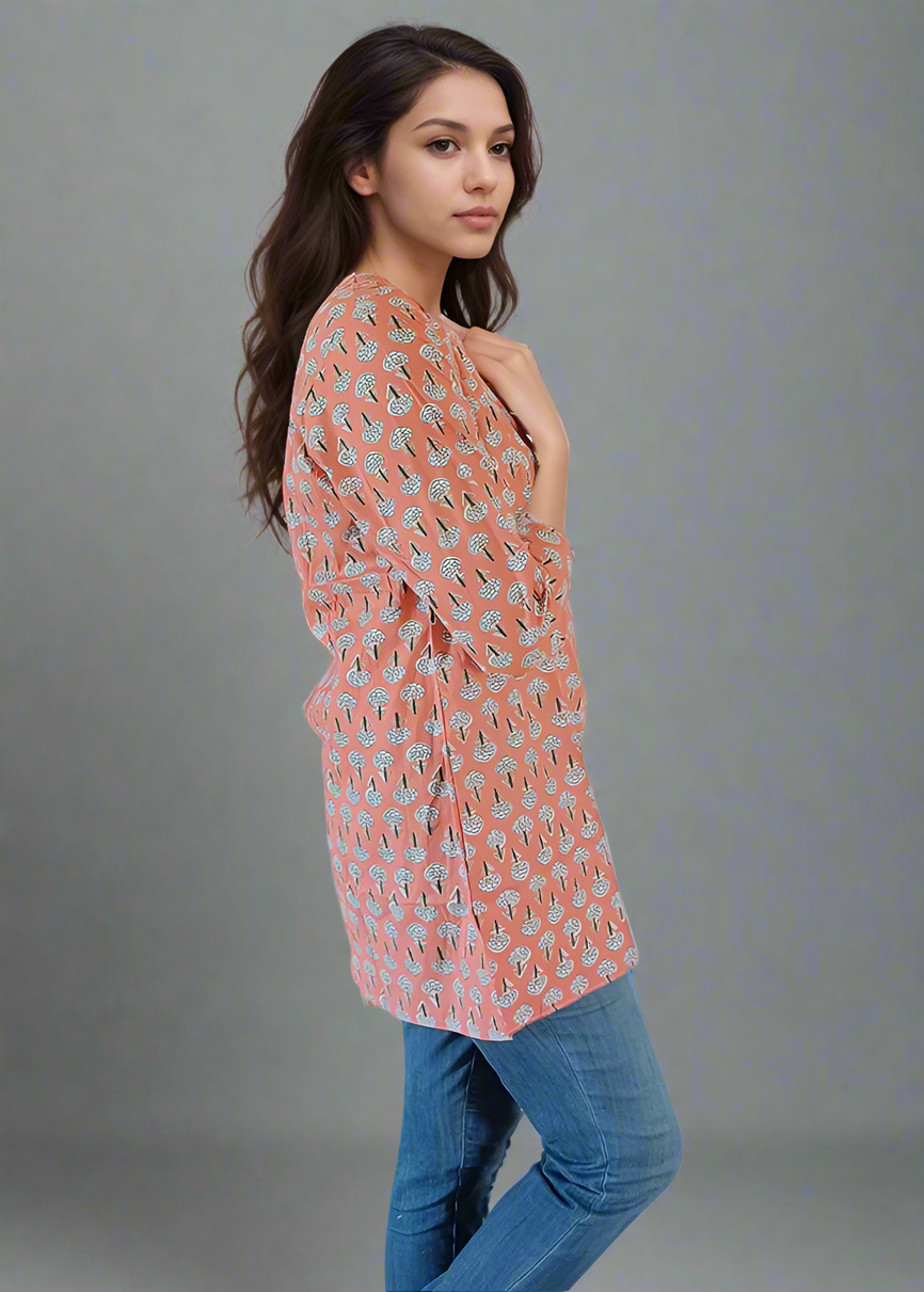 TRENDY JAIPURI PURE COTTON TUNIC KURTI TOP