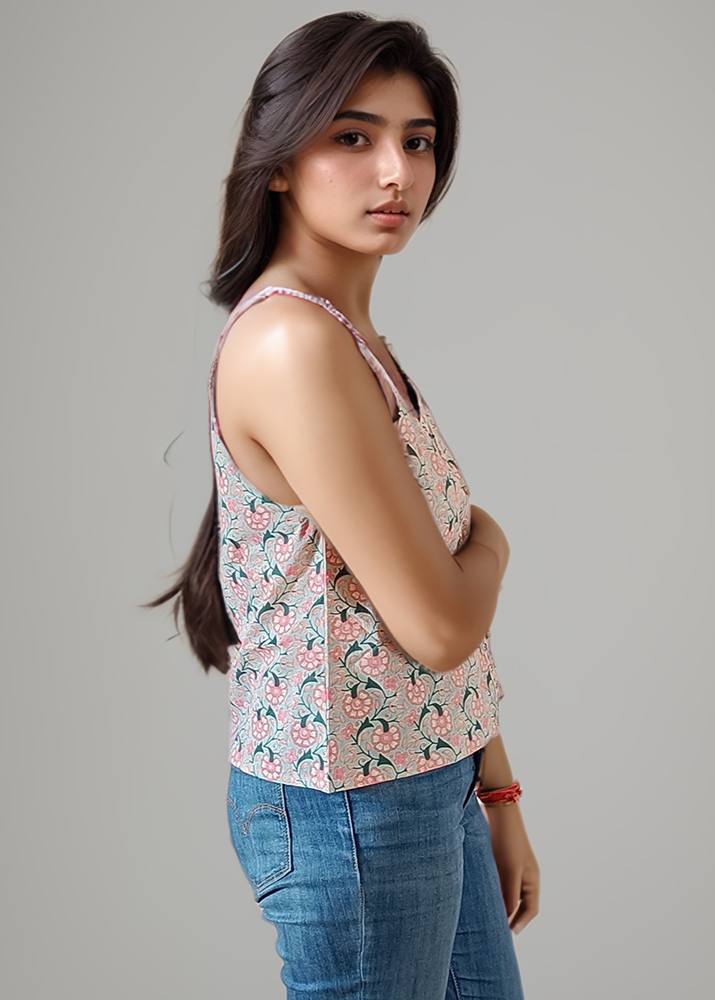 BOHO CHIC HAND BLOCK PRINT COTTON CAMISOLE