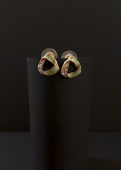 GREEN CRYSTAL STUD EARRINGS