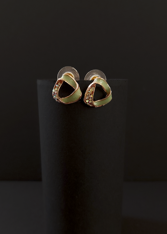 GREEN CRYSTAL STUD EARRINGS