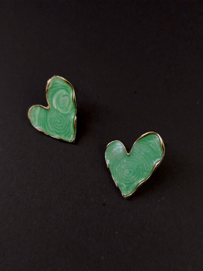 GREEN HEART STUD EARRINGS