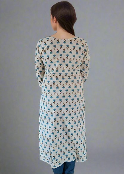 SOOTHING OFF-WHITE STRAIGHT FIT COTTON KURTI
