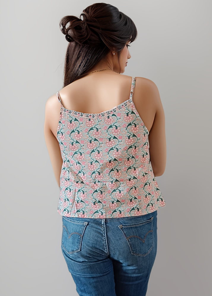 BOHO CHIC HAND BLOCK PRINT COTTON CAMISOLE