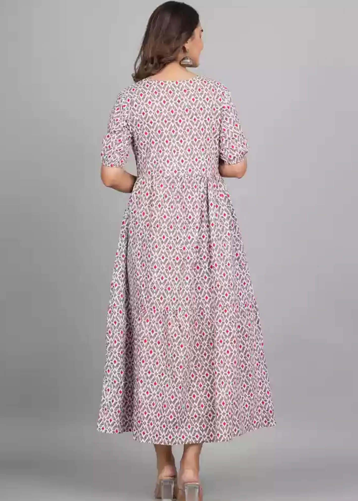 IKKAT PRINT LONG FULL-LENGTH DRESS