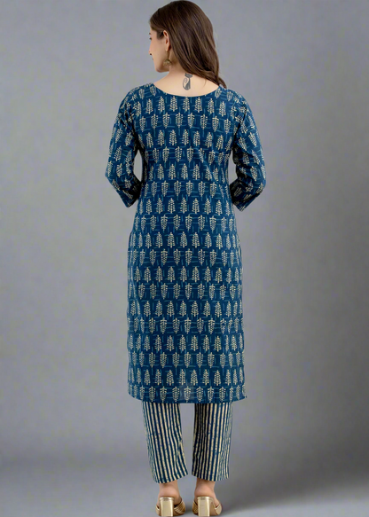HAND BLOCK DAABU PRINT COTTON 2PIECE SUIT SET