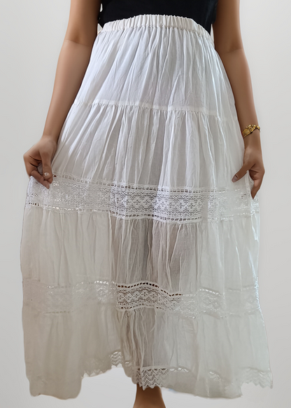 EVERYGREEN DYEABLE COTTON LACE SKIRT