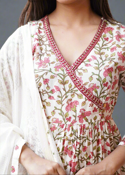 ANGRAKHA STYLE KHUBSURAT BLOCK PRINT ANARKALI SUIT SET