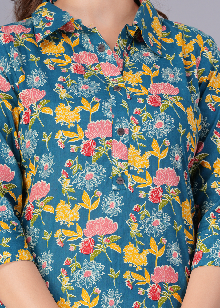 ELEGANTLY STYLISH FLORAL COTTON CO-ORD SET