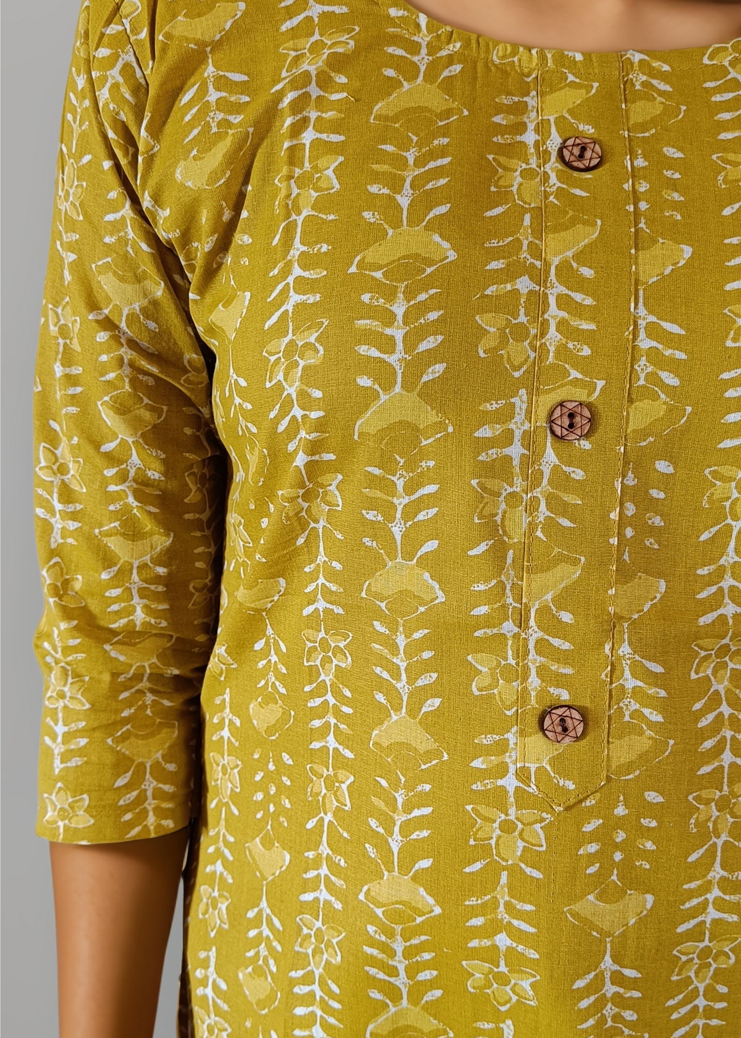 MUSTARD BATIK PRINT OFFICE WEAR KURTI