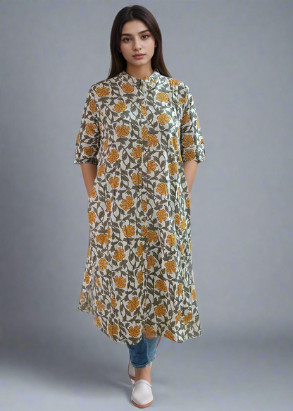 FLORAL ETHNIC ALL DAY A-LINE KURTI