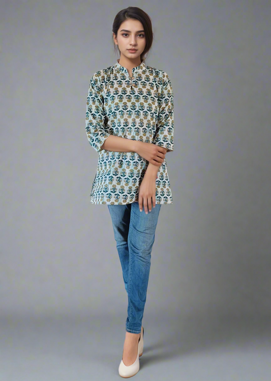 TIMELESSLY ELEGANT COTTON SHORT KURTI TUNIC TOP