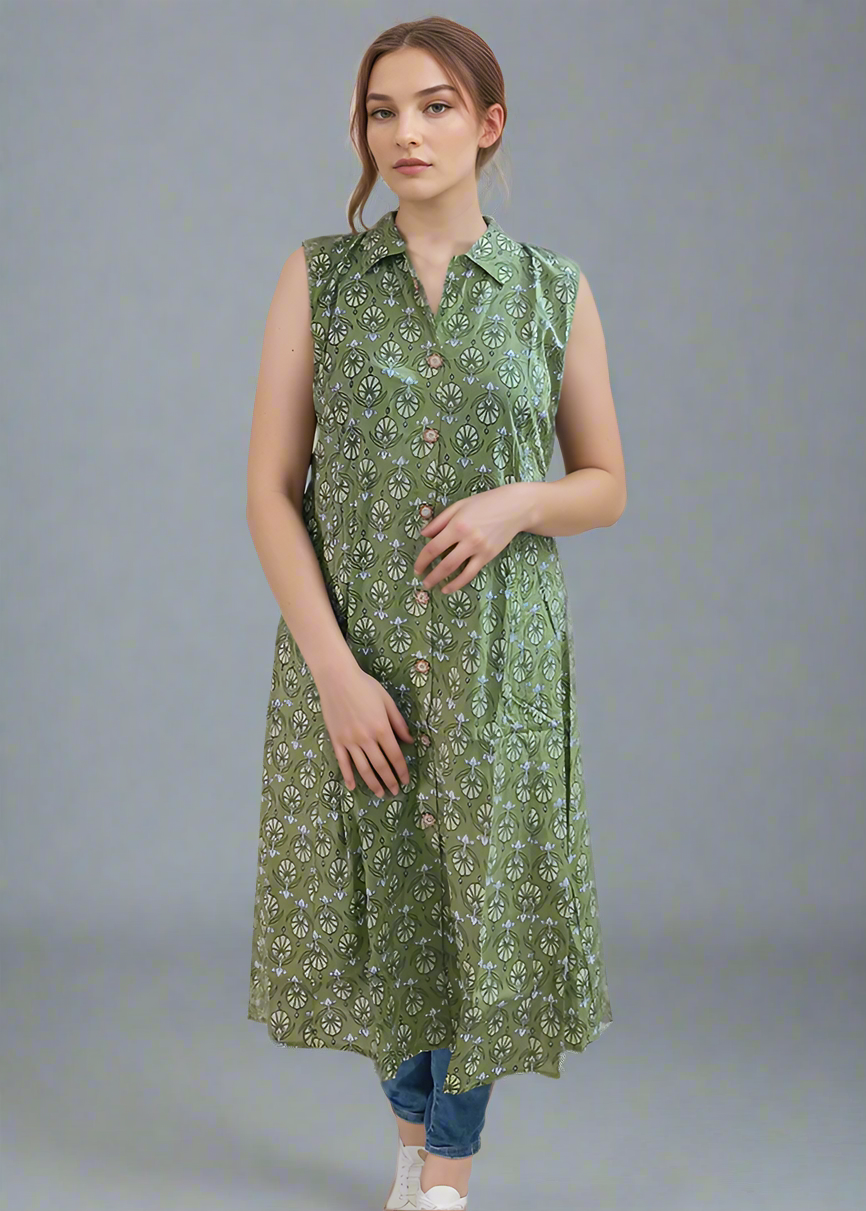FASHION WITH FUNCTIONALITY SLEEVELESS A-LINE KURTI