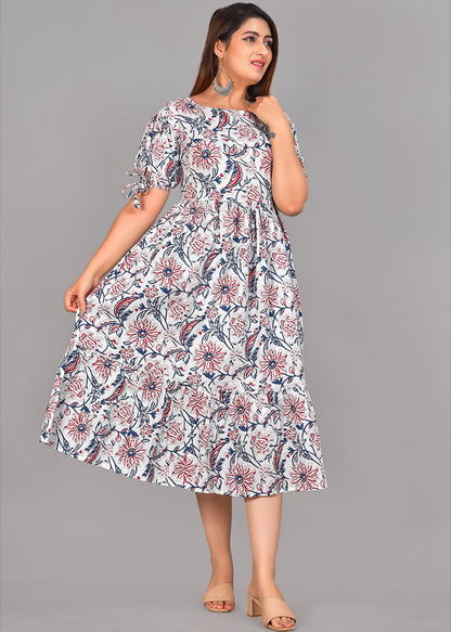 VINATGE FLORAL COTTON MAXI DRESS