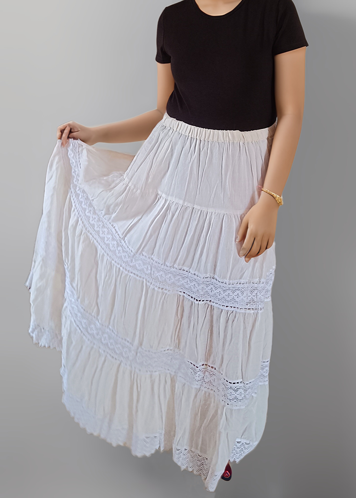 EVERYGREEN DYEABLE COTTON LACE SKIRT