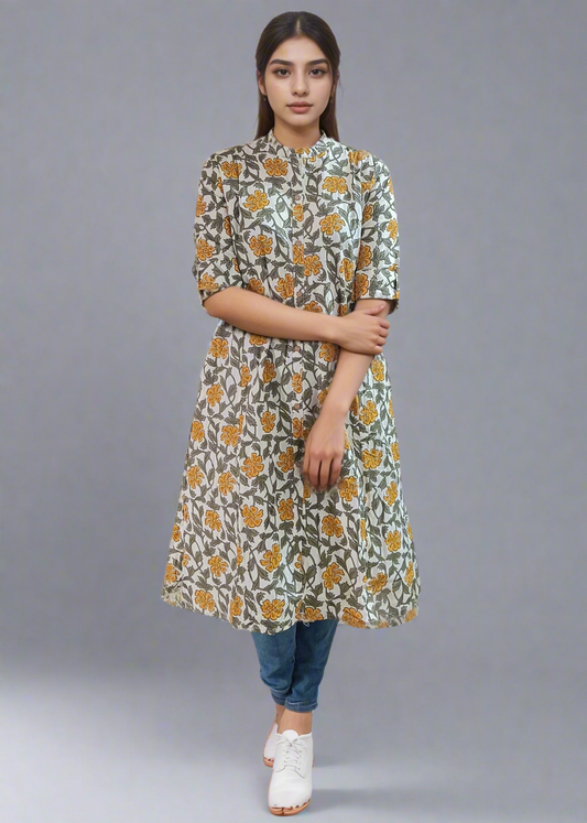 FLORAL ETHNIC ALL DAY A-LINE KURTI