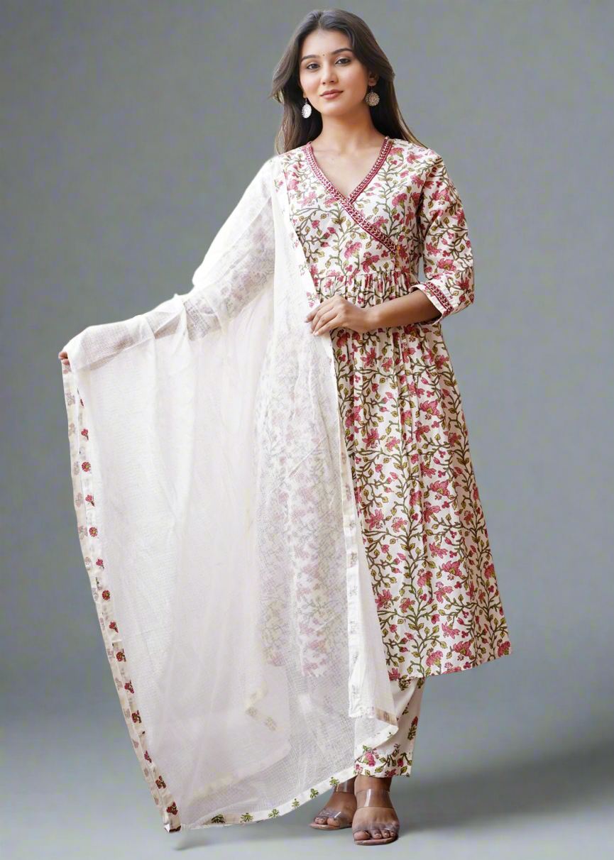 ANGRAKHA STYLE KHUBSURAT BLOCK PRINT ANARKALI SUIT SET