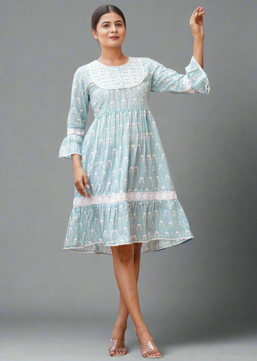 BREEZY ELEGANCE IN EVERY STITCH COTTON SHORT DRESS