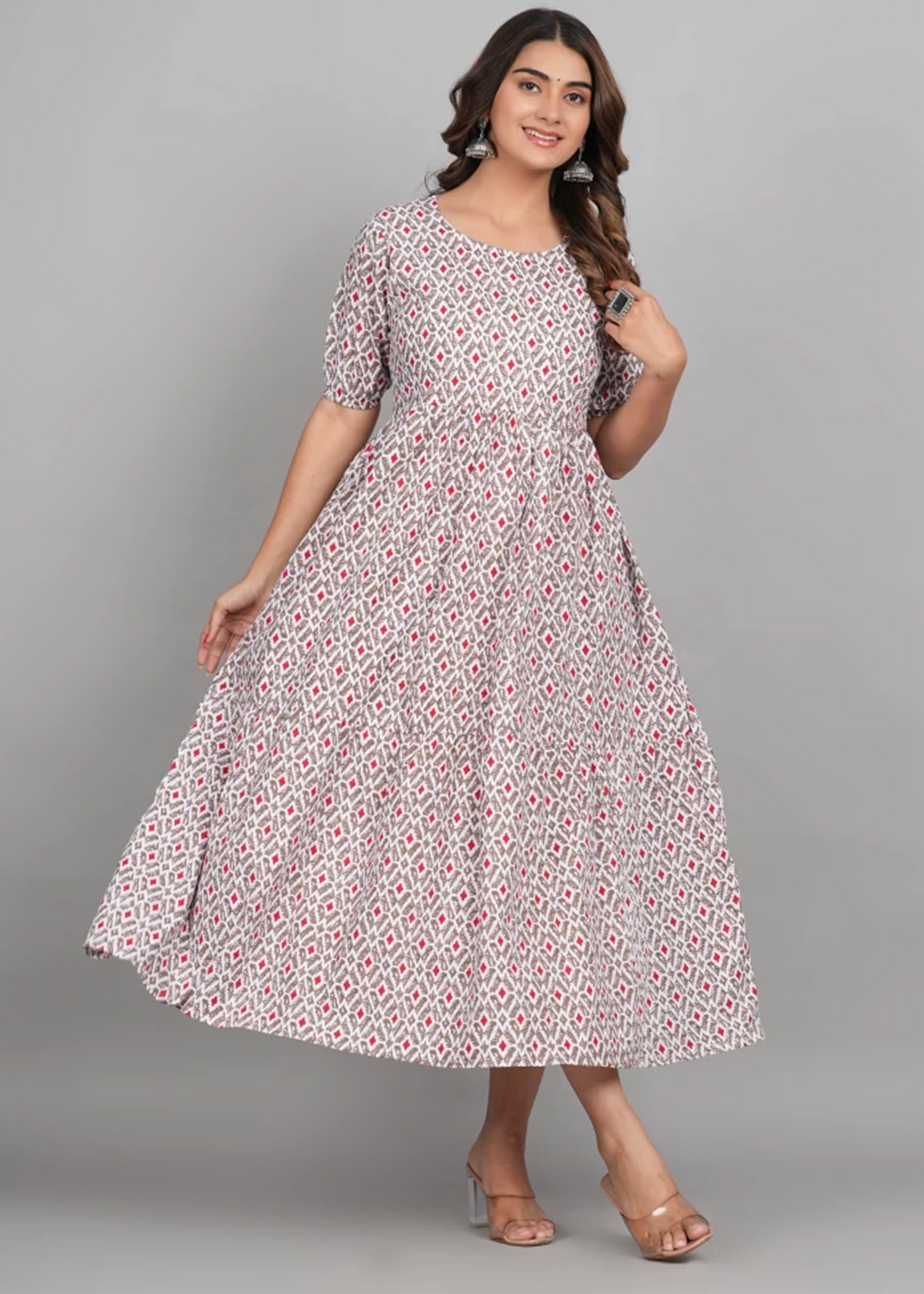 IKKAT PRINT LONG FULL-LENGTH DRESS