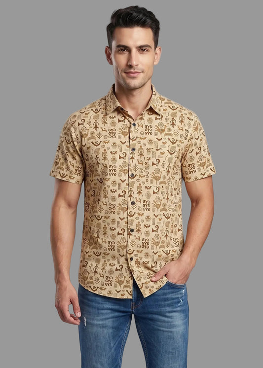 ETHNIC WARLI PRINT MEN’S COTTON SHIRT