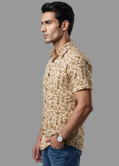 ETHNIC WARLI PRINT MEN’S COTTON SHIRT