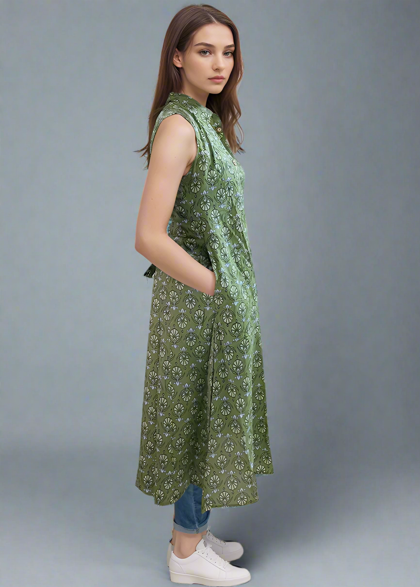 FASHION WITH FUNCTIONALITY SLEEVELESS A-LINE KURTI