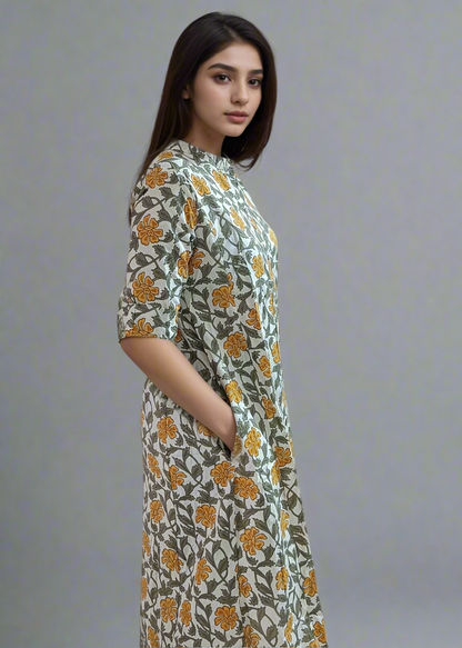 FLORAL ETHNIC ALL DAY A-LINE KURTI
