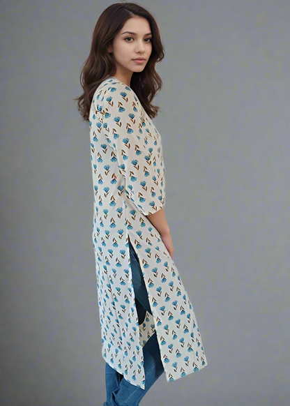 SOOTHING OFF-WHITE STRAIGHT FIT COTTON KURTI