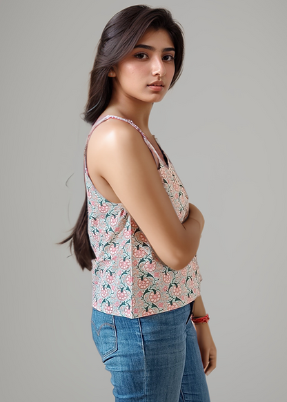 BOHO CHIC HAND BLOCK PRINT COTTON CAMISOLE